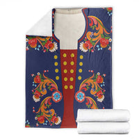 Norwegian Male Bunad Blanket with Rosemaling Folk Art Navy Color - Wonder Print Shop