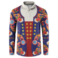 Norwegian Male Bunad Button Sweatshirt with Rosemaling Folk Art Navy Color - Wonder Print Shop