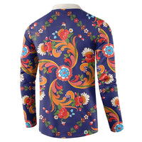 Norwegian Male Bunad Button Sweatshirt with Rosemaling Folk Art Navy Color - Wonder Print Shop