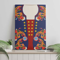Norwegian Male Bunad Canvas Wall Art with Rosemaling Folk Art Navy Color - Wonder Print Shop