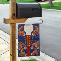 Norwegian Male Bunad Garden Flag with Rosemaling Folk Art Navy Color - Wonder Print Shop