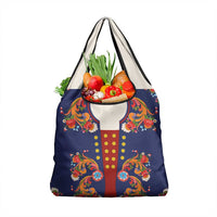 Norwegian Male Bunad Grocery Bag with Rosemaling Folk Art Navy Color - Wonder Print Shop