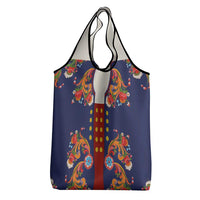 Norwegian Male Bunad Grocery Bag with Rosemaling Folk Art Navy Color - Wonder Print Shop