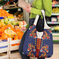 Norwegian Male Bunad Grocery Bag with Rosemaling Folk Art Navy Color - Wonder Print Shop