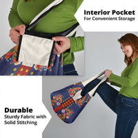 Norwegian Male Bunad Grocery Bag with Rosemaling Folk Art Navy Color - Wonder Print Shop