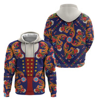 Norwegian Male Bunad Hoodie with Rosemaling Folk Art Navy Color - Wonder Print Shop