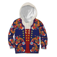 Norwegian Male Bunad Kid Hoodie with Rosemaling Folk Art Navy Color - Wonder Print Shop