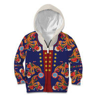 Norwegian Male Bunad Kid Hoodie with Rosemaling Folk Art Navy Color - Wonder Print Shop