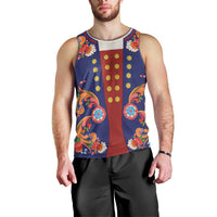 Norwegian Male Bunad Men Tank Top with Rosemaling Folk Art Navy Color - Wonder Print Shop