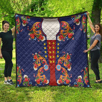 Norwegian Male Bunad Quilt with Rosemaling Folk Art Navy Color - Wonder Print Shop