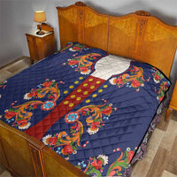 Norwegian Male Bunad Quilt with Rosemaling Folk Art Navy Color - Wonder Print Shop