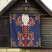 Norwegian Male Bunad Quilt with Rosemaling Folk Art Navy Color - Wonder Print Shop