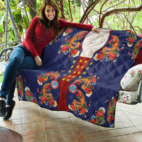 Norwegian Male Bunad Quilt with Rosemaling Folk Art Navy Color - Wonder Print Shop