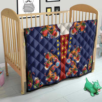 Norwegian Male Bunad Quilt with Rosemaling Folk Art Navy Color - Wonder Print Shop