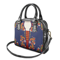 Norwegian Male Bunad Shoulder Handbag with Rosemaling Folk Art Navy Color - Wonder Print Shop