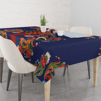 Norwegian Male Bunad Tablecloth with Rosemaling Folk Art Navy Color - Wonder Print Shop