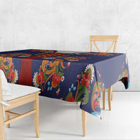 Norwegian Male Bunad Tablecloth with Rosemaling Folk Art Navy Color - Wonder Print Shop