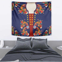 Norwegian Male Bunad Tapestry with Rosemaling Folk Art Navy Color - Wonder Print Shop