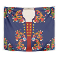 Norwegian Male Bunad Tapestry with Rosemaling Folk Art Navy Color - Wonder Print Shop