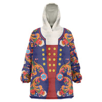 Norwegian Male Bunad Wearable Blanket Hoodie with Rosemaling Folk Art Navy Color - Wonder Print Shop