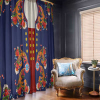 Norwegian Male Bunad Window Curtain with Rosemaling Folk Art Navy Color - Wonder Print Shop