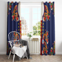 Norwegian Male Bunad Window Curtain with Rosemaling Folk Art Navy Color - Wonder Print Shop