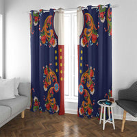 Norwegian Male Bunad Window Curtain with Rosemaling Folk Art Navy Color - Wonder Print Shop