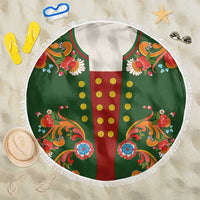 Norwegian Male Bunad Beach Blanket with Rosemaling Folk Art Green Color - Wonder Print Shop