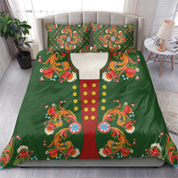 Norwegian Male Bunad Bedding Set with Rosemaling Folk Art Green Color - Wonder Print Shop