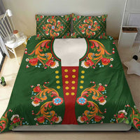 Norwegian Male Bunad Bedding Set with Rosemaling Folk Art Green Color - Wonder Print Shop