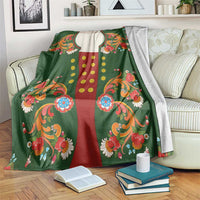Norwegian Male Bunad Blanket with Rosemaling Folk Art Green Color - Wonder Print Shop