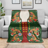 Norwegian Male Bunad Blanket with Rosemaling Folk Art Green Color - Wonder Print Shop