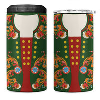 Norwegian Male Bunad 4 in 1 Can Cooler Tumbler with Rosemaling Folk Art Green Color - Wonder Print Shop