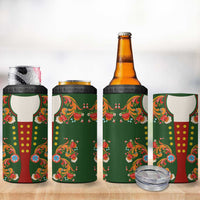 Norwegian Male Bunad 4 in 1 Can Cooler Tumbler with Rosemaling Folk Art Green Color - Wonder Print Shop
