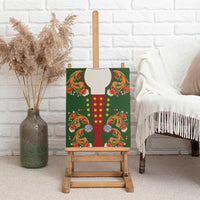 Norwegian Male Bunad Canvas Wall Art with Rosemaling Folk Art Green Color - Wonder Print Shop