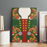 Norwegian Male Bunad Canvas Wall Art with Rosemaling Folk Art Green Color - Wonder Print Shop