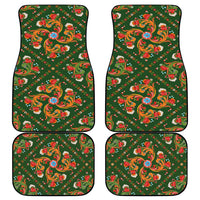 Norwegian Male Bunad Car Mats with Rosemaling Folk Art Green Color - Wonder Print Shop