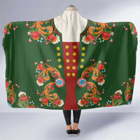 Norwegian Male Bunad Hooded Blanket with Rosemaling Folk Art Green Color - Wonder Print Shop