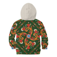 Norwegian Male Bunad Kid Hoodie with Rosemaling Folk Art Green Color - Wonder Print Shop