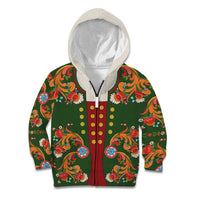 Norwegian Male Bunad Kid Hoodie with Rosemaling Folk Art Green Color - Wonder Print Shop