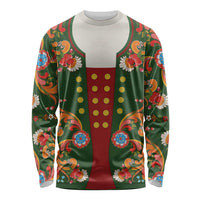 Norwegian Male Bunad Long Sleeve Shirt with Rosemaling Folk Art Green Color - Wonder Print Shop