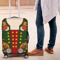Norwegian Male Bunad Luggage Cover with Rosemaling Folk Art Green Color - Wonder Print Shop