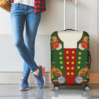 Norwegian Male Bunad Luggage Cover with Rosemaling Folk Art Green Color - Wonder Print Shop