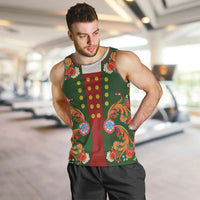 Norwegian Male Bunad Men Tank Top with Rosemaling Folk Art Green Color - Wonder Print Shop