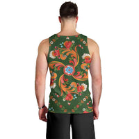 Norwegian Male Bunad Men Tank Top with Rosemaling Folk Art Green Color - Wonder Print Shop