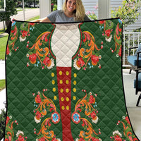 Norwegian Male Bunad Quilt with Rosemaling Folk Art Green Color - Wonder Print Shop