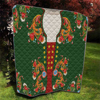 Norwegian Male Bunad Quilt with Rosemaling Folk Art Green Color - Wonder Print Shop