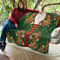 Norwegian Male Bunad Quilt with Rosemaling Folk Art Green Color - Wonder Print Shop