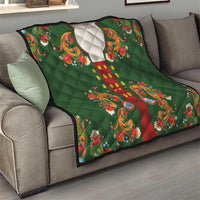 Norwegian Male Bunad Quilt with Rosemaling Folk Art Green Color - Wonder Print Shop