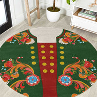 Norwegian Male Bunad Round Carpet with Rosemaling Folk Art Green Color - Wonder Print Shop